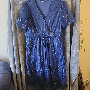 BloomChic Blue Floral Midi Dress